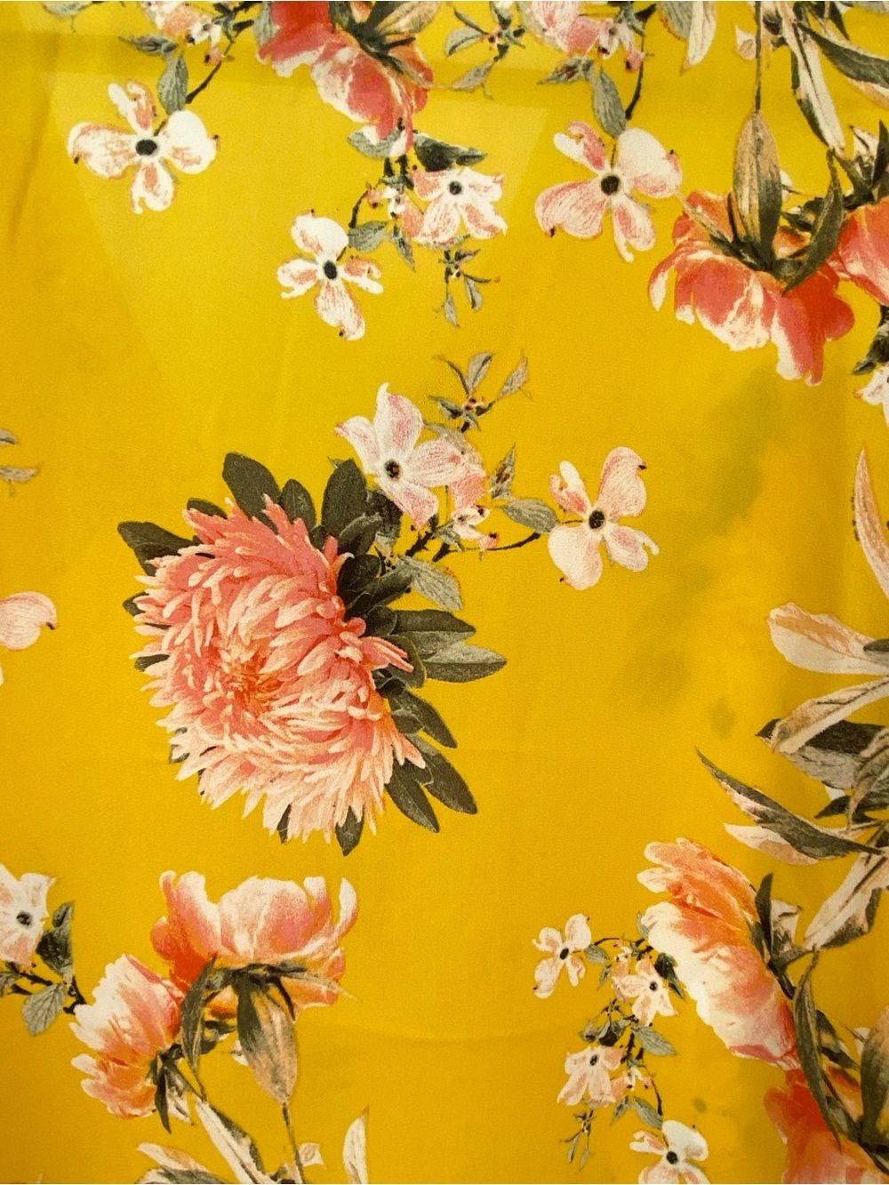 Rose & Olive‎ Women's Mustard Floral V-Neck Tunic Blouse 1X - Picture 7 of 11